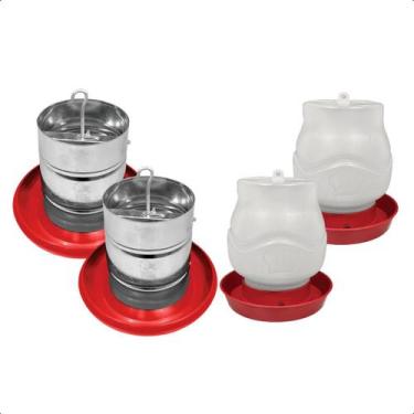 Imagem de Kit 2 Comedouro Tubular 3kg e 2 Bebedouro Rosca 3,5L Aves - AVIPET