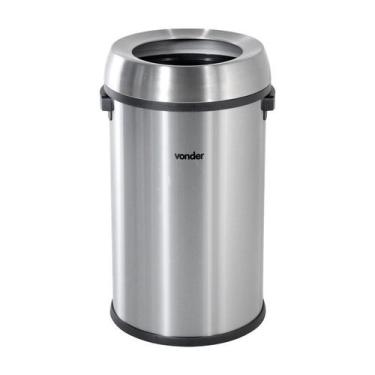 Imagem de Lixeira redonda 65 litros inox cinza sem tampa vonder