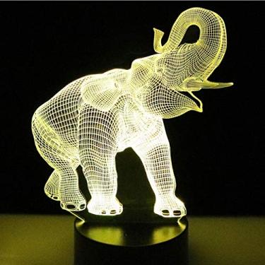 Imagem de Tvoip Lâmpada Noturna 3D Com 7 Cores Que Muda De Cor, Luz Bulbo, Ilusão Visual Led Para Crianças, Brinquedo, Presentes Natal E Aniversário (Elefante)