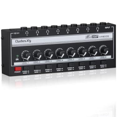 Imagem de QudosXy Amplificador De Fone Ouvido, 8 Canais Com Interruptores Estéreo/Mono, Conectores 6,35 Mm, Mini Divisor Portátil Para Mesa Som, Metal