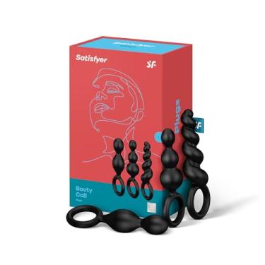 Imagem de Satisfyer Booty Call Plugues Anais Conjunto de 3 Peças - Butt Plug, Anal Dildo, 3 Estruturas Diferentes, Silicone Macio, Diâmetro Aumentando, Anel de Retenção - Ideal para Iniciantes e Treinamento Anal (Preto)