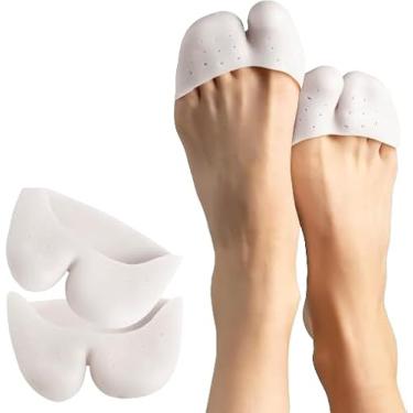 Imagem de Protetor Palmilha para Dedos dos Pés em Silicone, Branco, Design Anatômico, Antiderrapante, Ideal para Correr, Bale, Caminhada, Joanete e calos