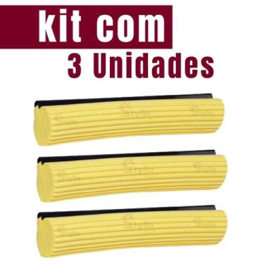 Imagem de Kit com 3 Refil Para Mop Rodo Mágico Espuma Premium Limpeza Eficiente 