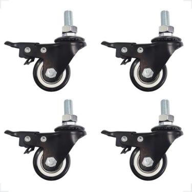 Imagem de Kit 4 Rodinha Rodízio Roda Espiga Parafuso Com Trava 400kg - IDEA