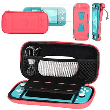 Imagem de CoBak Carrying Case for Nintendo Switch Lite - with 1 Screen Protector, 1 Grip Case and 4 Thumb Grip Caps, Ultra Slim Premium EVA Travel Pouch Protective Cover, 8 Game Cartridges, Pink