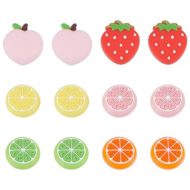 Imagem de PLIGREAT 12 Pieces Fruit Joycon Thumb Grips Kawaii Lemon Thumbstick Compatible with Switch Soft Silicon Joystick Rocker Cover Replacement for Switch Lite and Joy Con Controller Accessories, 6 Styles