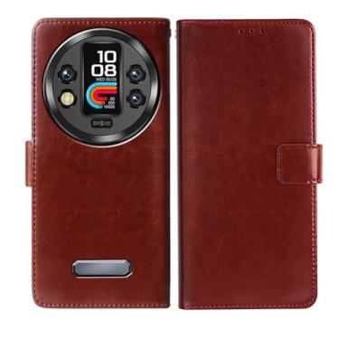 Imagem de AQGGIIXY Capa para Oukitel WP200 Pro (6,7 polegadas), capa flip de couro PU premium com suporte para cartão e suporte para Oukitel WP200 Pro - marrom