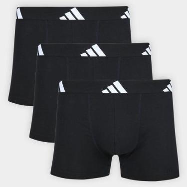 Imagem de Kit Cueca Boxer Adidas 3 Peças, Preto, M