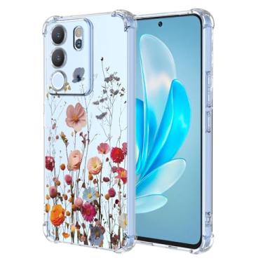 Imagem de RRXSYXL Capa para Vivo V30 Lite 5G, capa para Vivo Y200 5G com estampa floral transparente, capa macia à prova de choque para Vivo V30 Lite 5G, linda flor