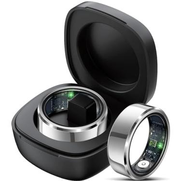 Imagem de Anel inteligente para monitor de frequência cardíaca, anel de pressão arterial, rastreador de sono, anéis de saúde, pedômetro, contador de passos, calorias, à prova d'água, anéis fitness