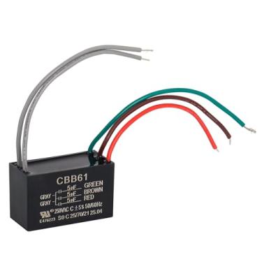 Imagem de Wadoy Capacitor para ventilador de teto com 5 fios CBB61 compatível com NOVA TECH 5+5+5 uf 50/60 Hz 250 VCA