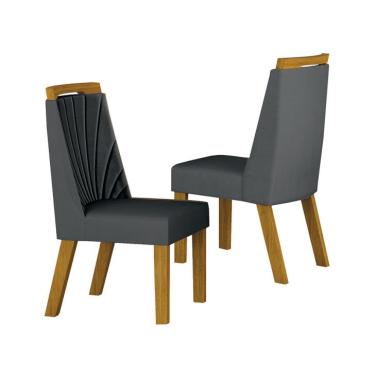 Imagem de Conjunto com 2 Cadeiras Liz Camurça Chumbo e Freijó