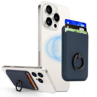 Imagem de Porta Cartões Carteira Magsafe com Anel para iPhone Seguro e Prático Proteção Antifurto, Azul