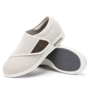 Imagem de Elitechoice Sapatos Para Diabéticos Femininos, Calçados Femininos Largos Idosos, Fecho Ajustável, Leve E Respirável, Tênis Caminhada Com Edema Pés Inchados