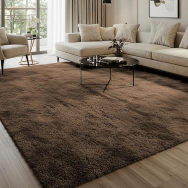 Imagem de Beatriz Enxovais Tapete Felpudo Luxo, 230x200 cm, Base Antiderrapante, Retangular, Macio e Confortável para Sala e Quarto (Marrom)
