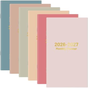 Imagem de Sayglossy Pacote com 6 calendários de bolso 2025-2026 para bolsa, agenda de bolso de 9 x 15 cm, calendário mensal pequeno de janeiro de 2025 a dezembro de 2026 para presentes de ano novo (coloridos)