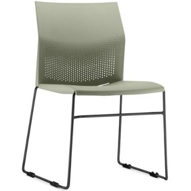 Imagem de Cadeira Empilhável Fixa Link F02 Base Aço Preta Verde - Lyam Decor