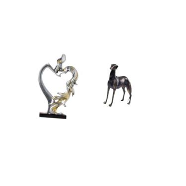 Imagem de Fenteer Estátua Romântica de Casal de Galgos para Decoração de Quarto E Sala de Estar. Ornamento Colecionável Exclusivo para Casamento E Exibição de Natal em
