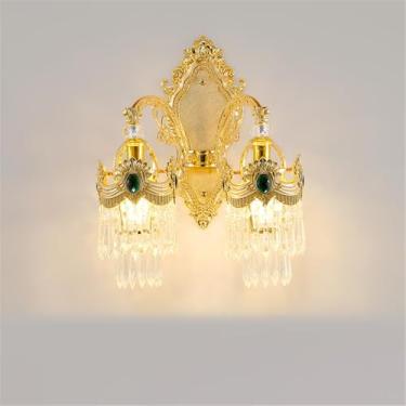 Imagem de Lustre de Cristal de Luxo Europeu LED Criatividade Americana Ouro Sala de Estar Restaurante Quarto Hotel Villa Duplex Construção Lâmpada Pendente (A 2 luzes)