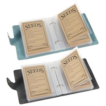 Imagem de 2 fichários organizadores de sementes com 100 envelopes de sementes seláveis, mangas transparentes de 13 x 8 cm, organizador de armazenamento de sementes à prova d'água, protetor de sementes para