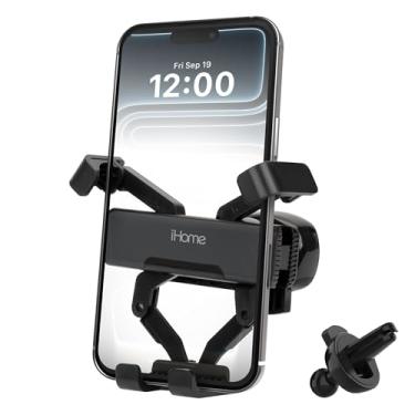 Imagem de iHome Suporte de telefone para saída de ar por gravidade metálica, ampla compatibilidade, configuração sem esforço, aderência segura
