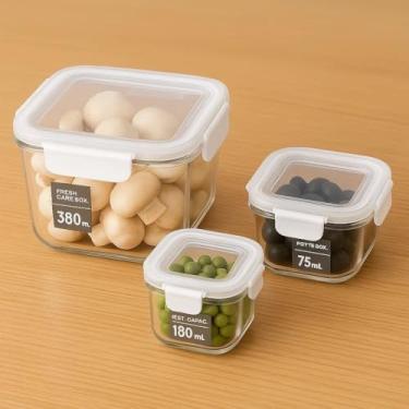 Imagem de Conjunto com 3 Potes Herméticos Quadrados Empilháveis – Tampa com Trava de Vedação, Livre de BPA, Transparente, Ideal para Armazenar Alimentos, Grãos, Mantimentos e Organização de Cozinha