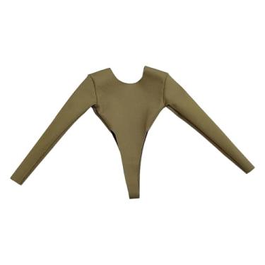 Imagem de YIJU Roupa em miniatura para figuras de ação em escala 1:6, traje de verão moderno, maiô de manga comprida para cosplay, compatível com figuras de ação de, Verde Escuro