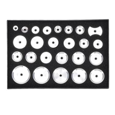 Imagem de LiebeWH 25 Peças Ferramenta de Prensa de Relógio de Alumínio Caixa de Relógio Kit de Matriz de Pressão Com Tipo Borboleta Redonda Plana para Manutenção de Reparo