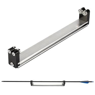 Imagem de AFOLOREET Arrow Spinner Tester Ferramenta de quadratura de tiro com arco com medidor de retidão da lombada, rolo de palhetas e verificador de rotação Broadhead para ferramentas de construção e