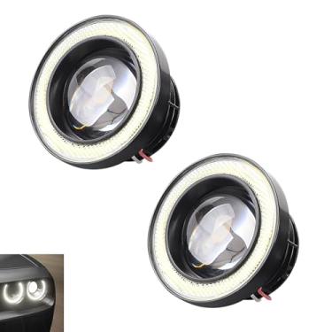 Imagem de CyperFair 2 peças de luz de neblina LED Angel Eye de 7,6 cm com abertura COB super brilhante, refletor de lente olho de peixe, antivibração sem cintilação, lâmpada diurna universal modificada para