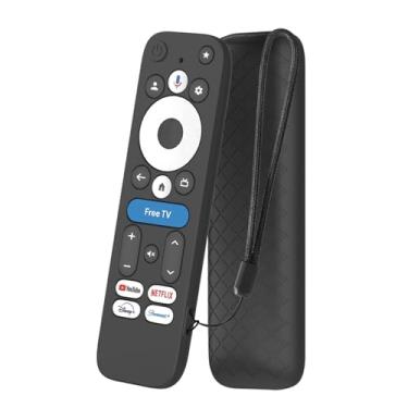 Imagem de Capa para controle remoto onn Google TV 4K Pro Streaming Device, capa de silicone KONXISA com cordão, capa protetora para caixa de televisão, capa antiarranhões e antiderrapante, preta
