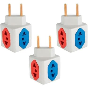 Imagem de Kit com 3 Adaptadores Benjamim Cubo 3D – 3 Entradas 10A + 1 Entrada 20A – Cores Sortidas – Plug 3 Pinos – Bivolt 110/220V – Ultra Resistente PREMIUM
