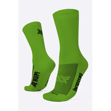 Imagem de Meia HUPI Lisa Verde Limao 1 Par Cano Médio Ideal Corrida e Ciclismo, Tamanho Normal 36-42