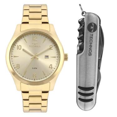 Imagem de Kit Relógio Dourado Technos Steel 2115Mrcs/K4X