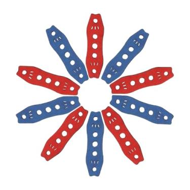 Imagem de YELARXI Bolsas de estilingue de couro ultra fibra, bolsos para bolas, substituições, silenciamento antiderrapante para prática de esportes de caça - 13 mm x 48 mm (10 peças, vermelho azul)