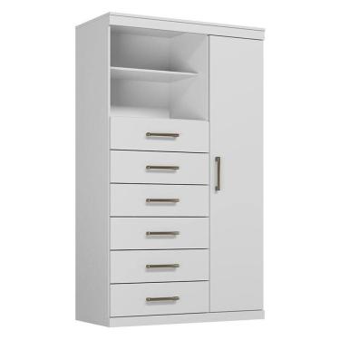 Imagem de Comoda 1 Porta 6 Gavetas Marabá Branco Brilho - Santos Andirá