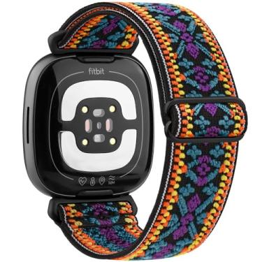 Imagem de Pulseira esportiva ajustável de nylon elástico para Fitbit Versa 3/Versa 4 para Fitbit Sense/Sense 2, roxa boêmia, para Fitbit Sense