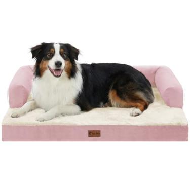 Imagem de Casa Paw Camas ortopédicas para cães de tamanho grande, com espuma impermeável para ovos, camas grandes para cães com reforço confortável de 88 x 55 cm, camas laváveis para animais de estimação com