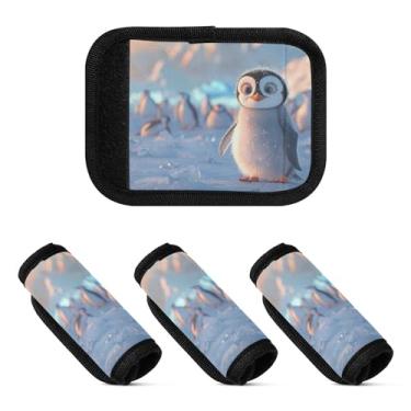 Imagem de Qilmy Cute Penguins Bagagem Handle Wrap Pacote com 4 Identificadores de Bagagem Tag Comfort Handle Grips Capa para Carrinho de Viagem Bolsa Mala Avião Acessórios de Viagem 1737