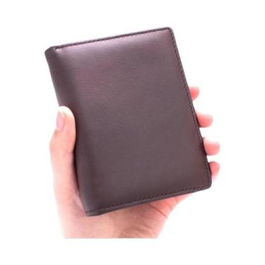 Imagem de Carteira Masculina De Couro Genuíno Com Proteção RFID Antifurto, Zíper