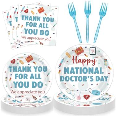 Imagem de Remerry 96 peças Happy National Doctor's Day Party Supplies We Appreciate You Tableware descartáveis Thank You Doctor Employee Staff Paper Plates Guardanapo para decoração de festa