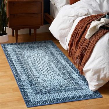 Imagem de RUGSREAL Tapete de entrada de 5 x 7 cm pequeno tapete trançado impresso para sala de estar, casa de fazenda, cozinha, interior, antiderrapante, rústico, tapete lavável à máquina para pia embaixo da