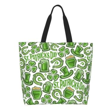 Imagem de Feeuoai Sacola grande para o dia de São Patrício, bolsa de ombro reutilizável, bolsa de viagem, Bolsa 1, One Size