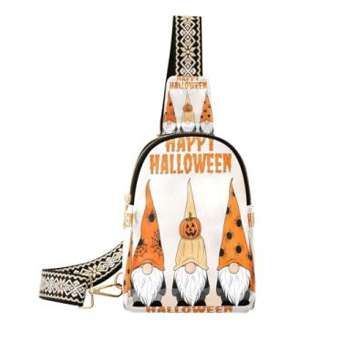 Imagem de CEBUGI Gnomos de Halloween pequena bolsa tiracolo feminina de couro, pochete para caminhadas, viagens ao ar livre