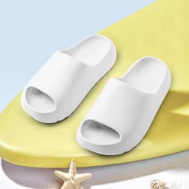 Imagem de Chinelo infantil leve e macio de EVA antiderrapante, bico aberto, sandálias confortáveis para crianças, meninos, meninas, banheiro, chuveiro, verão, piscina, praia, Branco, 12.5-13 Little Kid