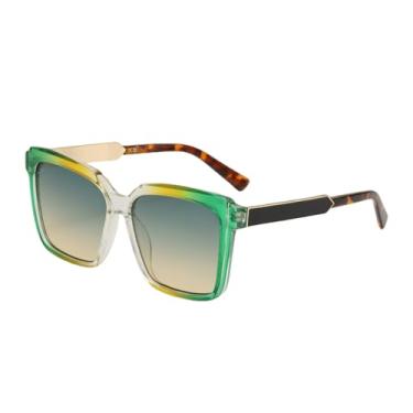 Imagem de HPIRME Óculos de armação grande e moderna para homens e mulheres com proteção UV400 (verde)