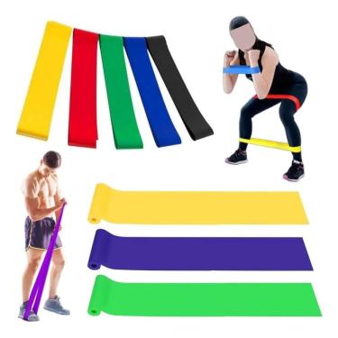 Imagem de 2X Kit Elastico Treino Band 8 Peças Pilates Fisioterapia 1,5