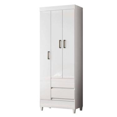 Imagem de Guarda Roupa Solteiro 3 Portas Com Pés Fit Branco Brilho - Santos Andirá