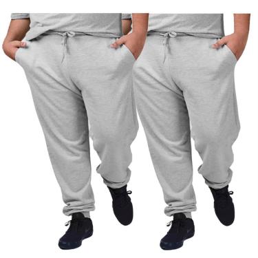 Imagem de Kit 2 Calças Moletom Grande Plus Size G1 Até G5 Básica Com Bolsos-Masculino