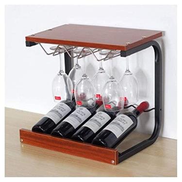 Imagem de Rack de exibição de vinho, um rack de vinho, armário suspenso, cabide, bar, suporte para família, suporte de copo de vinho tinto, decoração de madeira